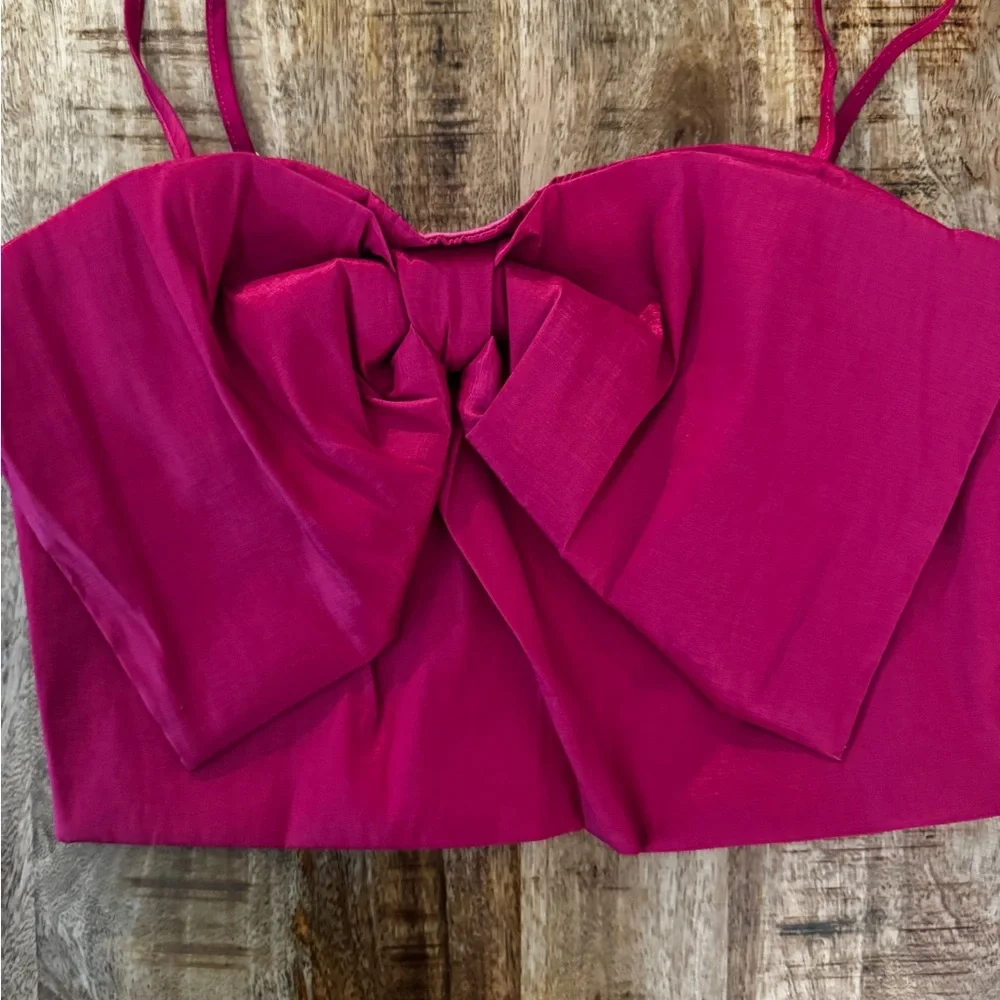 Four hearts 4 hearts hot Pink Women's bow bustier crop Top XL NWT